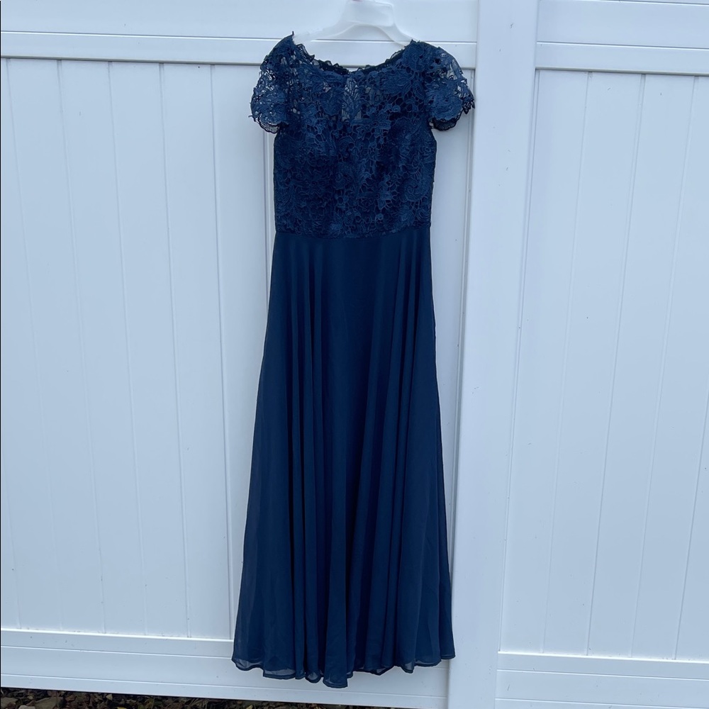 JJs House Navy Blue Lace Maxi Dress